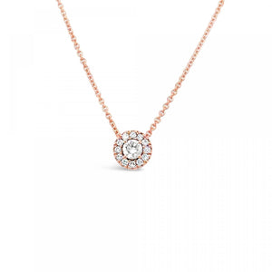 Rose Gold Diamond Halo Necklace