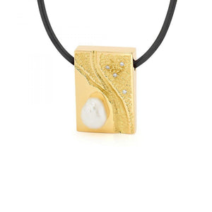 Yellow Gold Keshi Pearl and Diamond Necklace