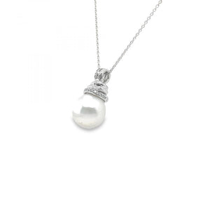 White Gold Diamond and Pearl Necklace
