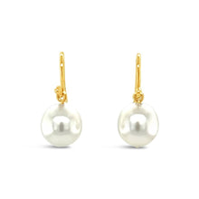 Load image into Gallery viewer, Yellow Gold South Sea Pearl Hook Earrings
